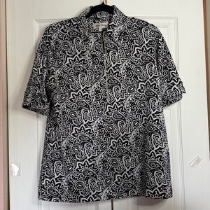 Sport Haley Black and White Short Sleeve 1/2 Zip size L